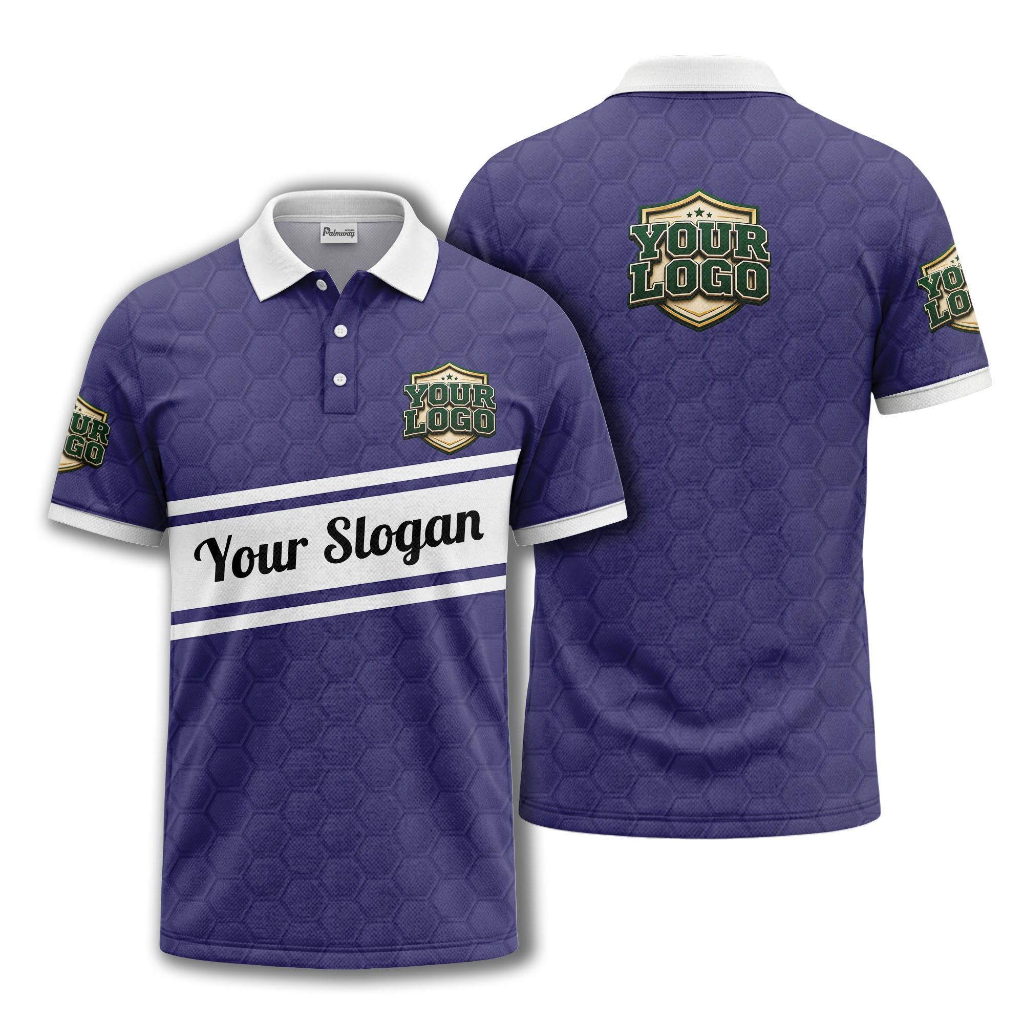 shield logo stars hexagon pattern polo shirt for men