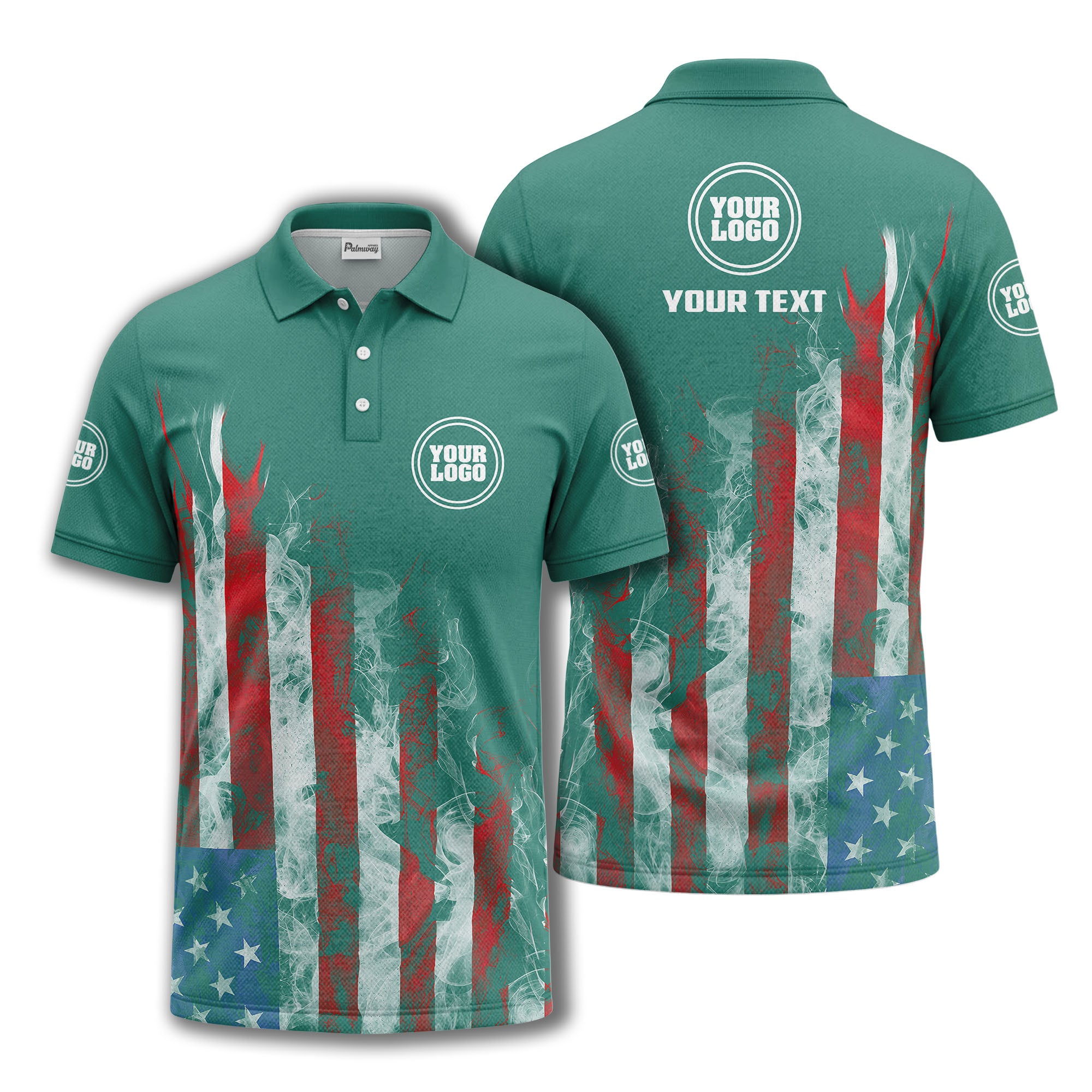 smoky american flag stars & stripes patriotic bold golf polo shirt