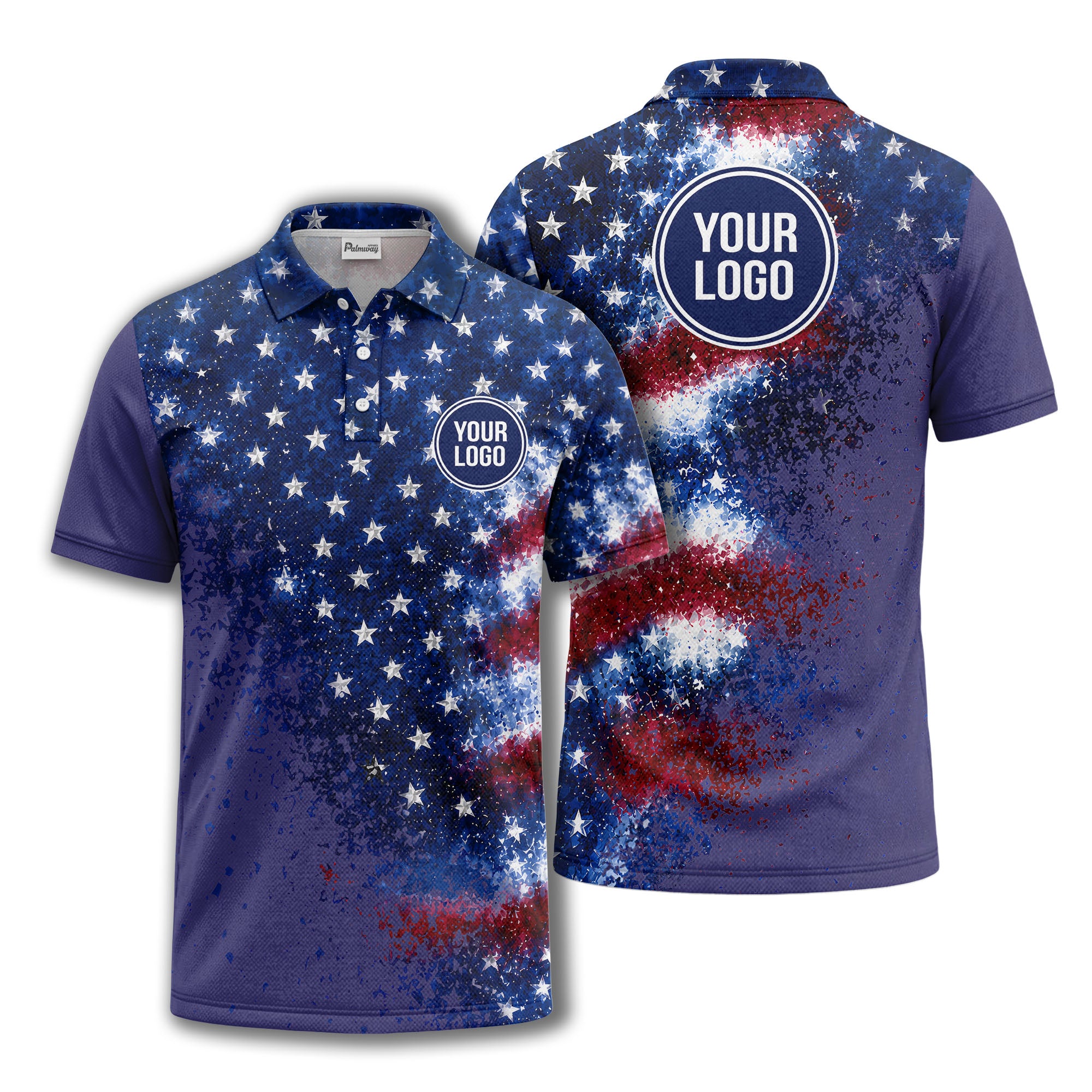 stars & stripes american flag all over print polo shirt