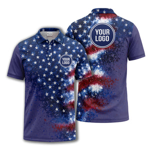 stars & stripes american flag all over print polo shirt