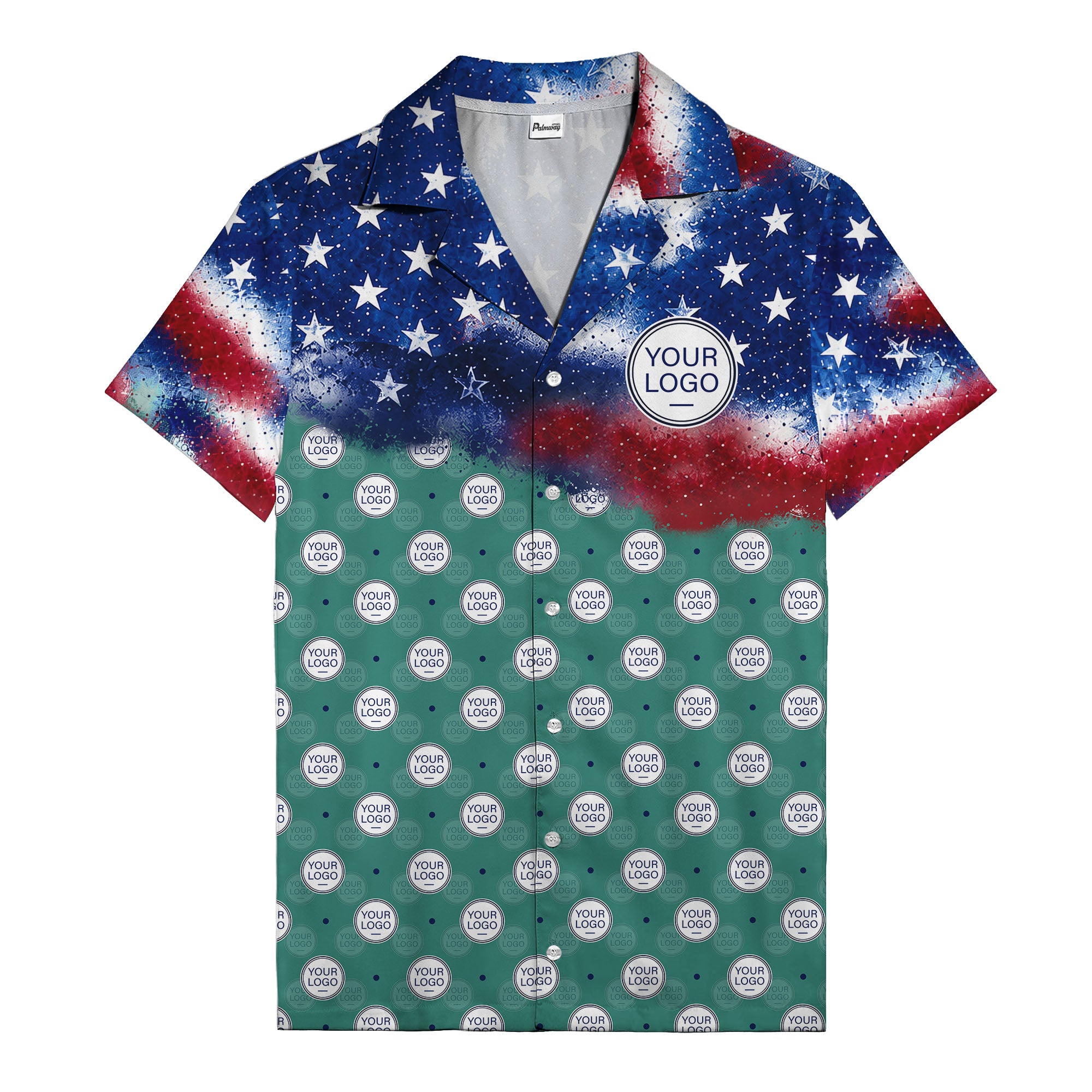 stars & stripes american flag custom logo patriotic hawaiian shirt