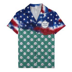 stars & stripes american flag custom logo patriotic hawaiian shirt