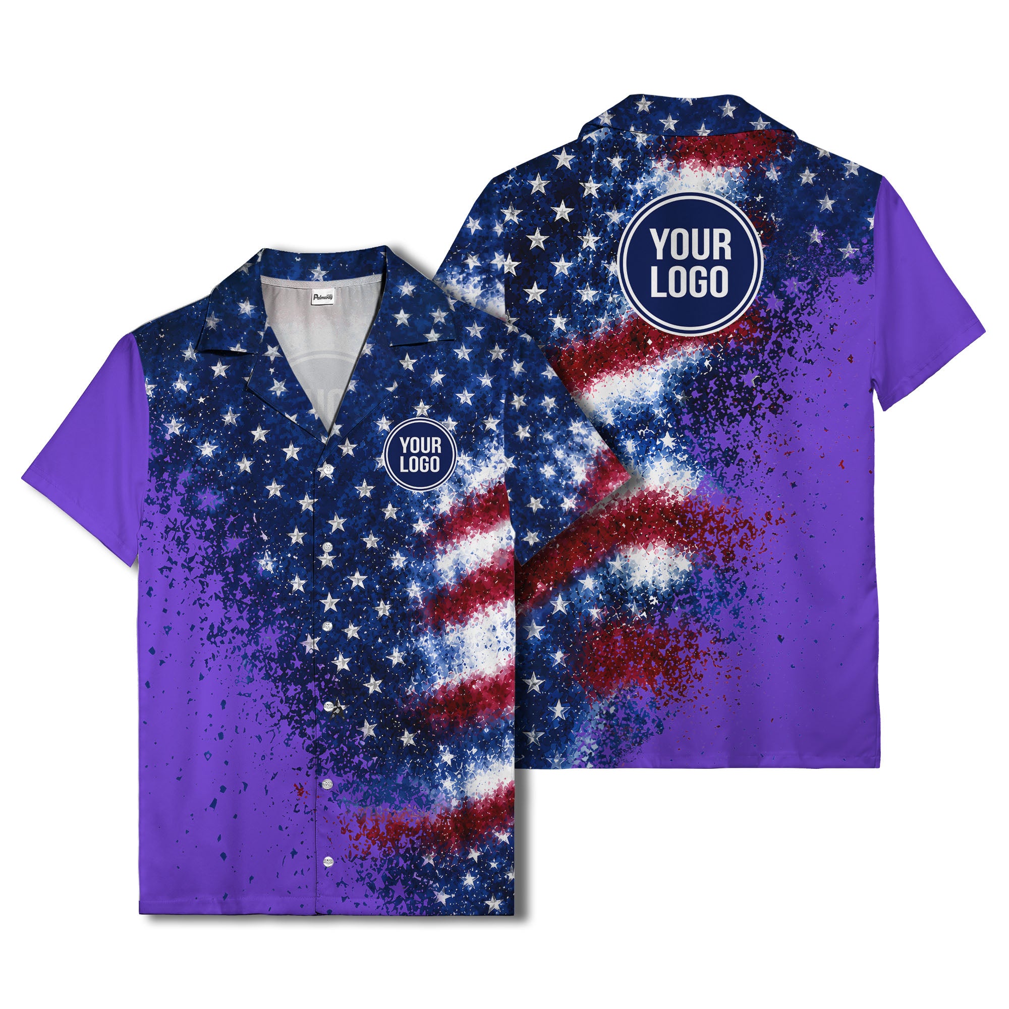stars & stripes watercolor splash patriotic hawaiian shirt