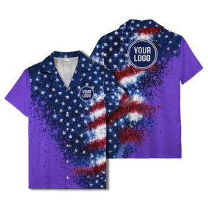 stars & stripes watercolor splash patriotic hawaiian shirt