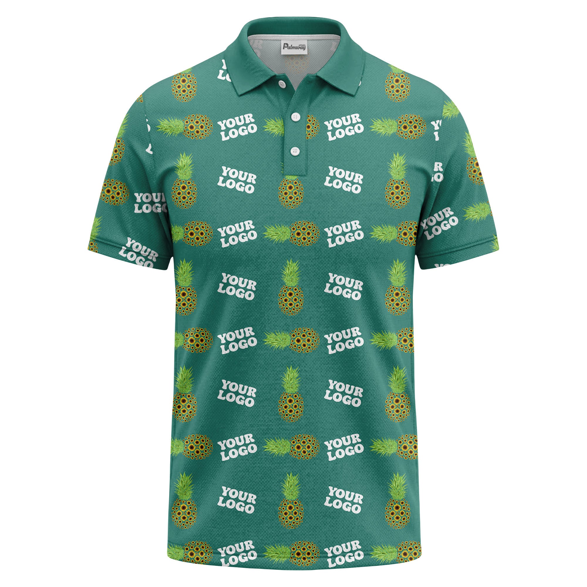 sunflower pineapple repeat custom logo polo shirt for beach days