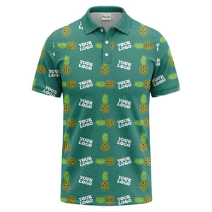 sunflower pineapple repeat custom logo polo shirt for beach days