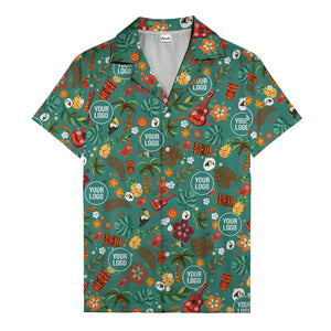 tiki masks & pineapples watercolor hawaiian shirt with toucans & ukuleles