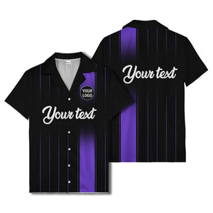 vertical black & white stripe custom logo hawaiian shirt
