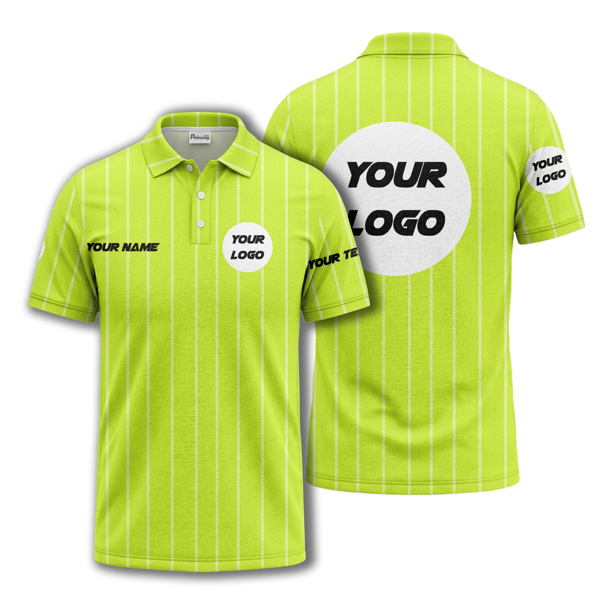 vertical pinstripe custom logo personalized text polo shirt