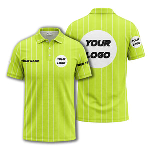 vertical pinstripe custom logo personalized text polo shirt