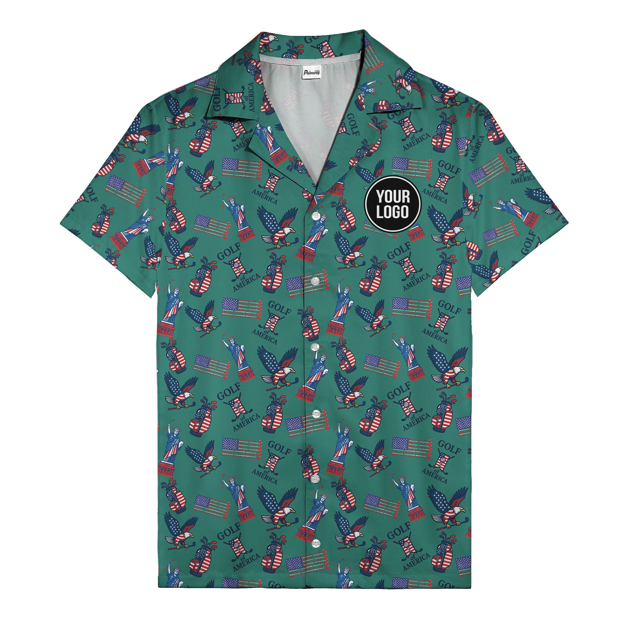 vintage 50s bald eagles & statue of liberty golf hawaiian shirt