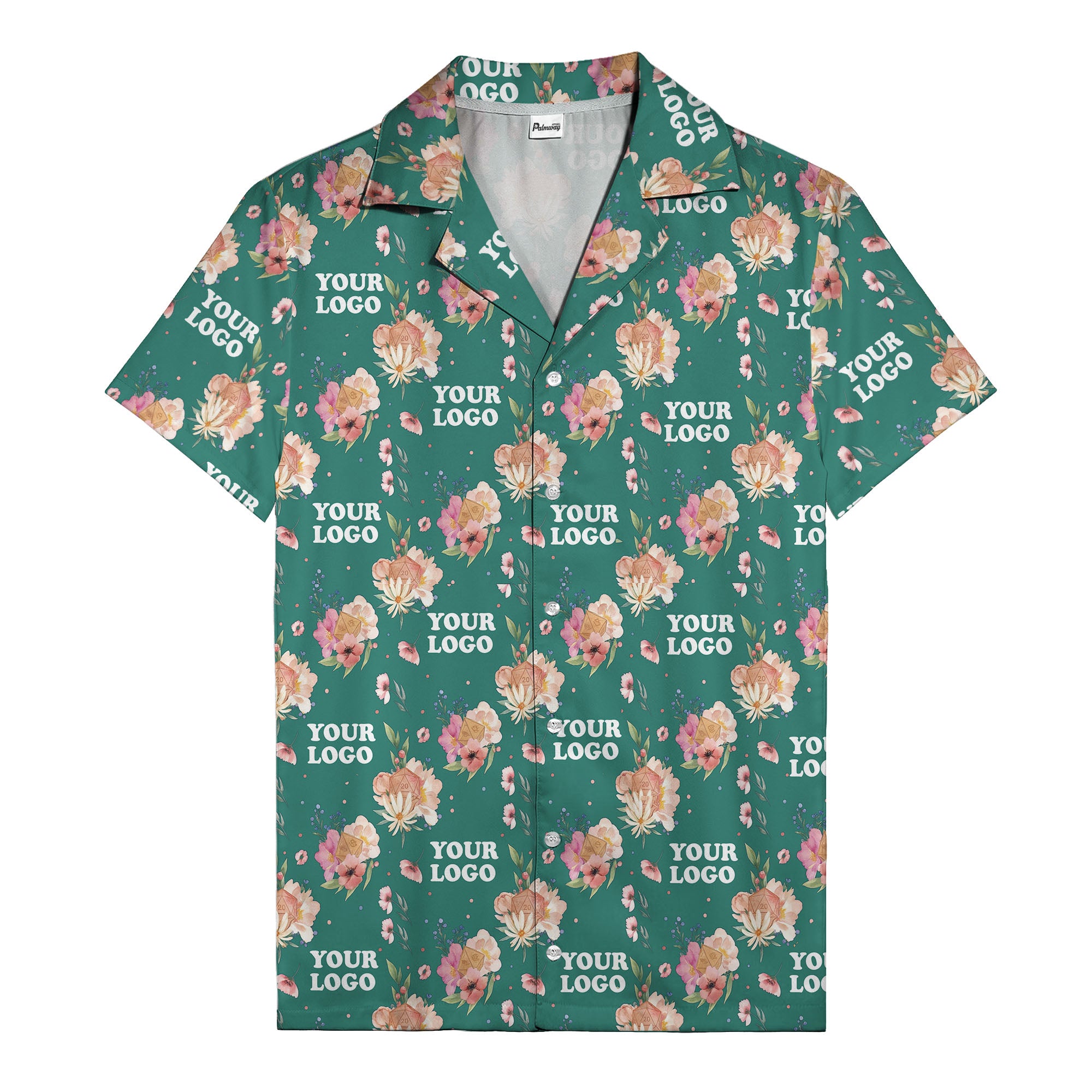 watercolor floral d20 dice hawaiian shirt with custom logo space