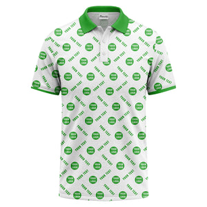 your name & logo repeat pattern all over print custom polo shirt