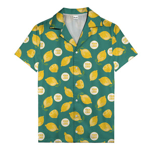 zesty lemon watercolor lemon slices & leaf hawaiian shirt