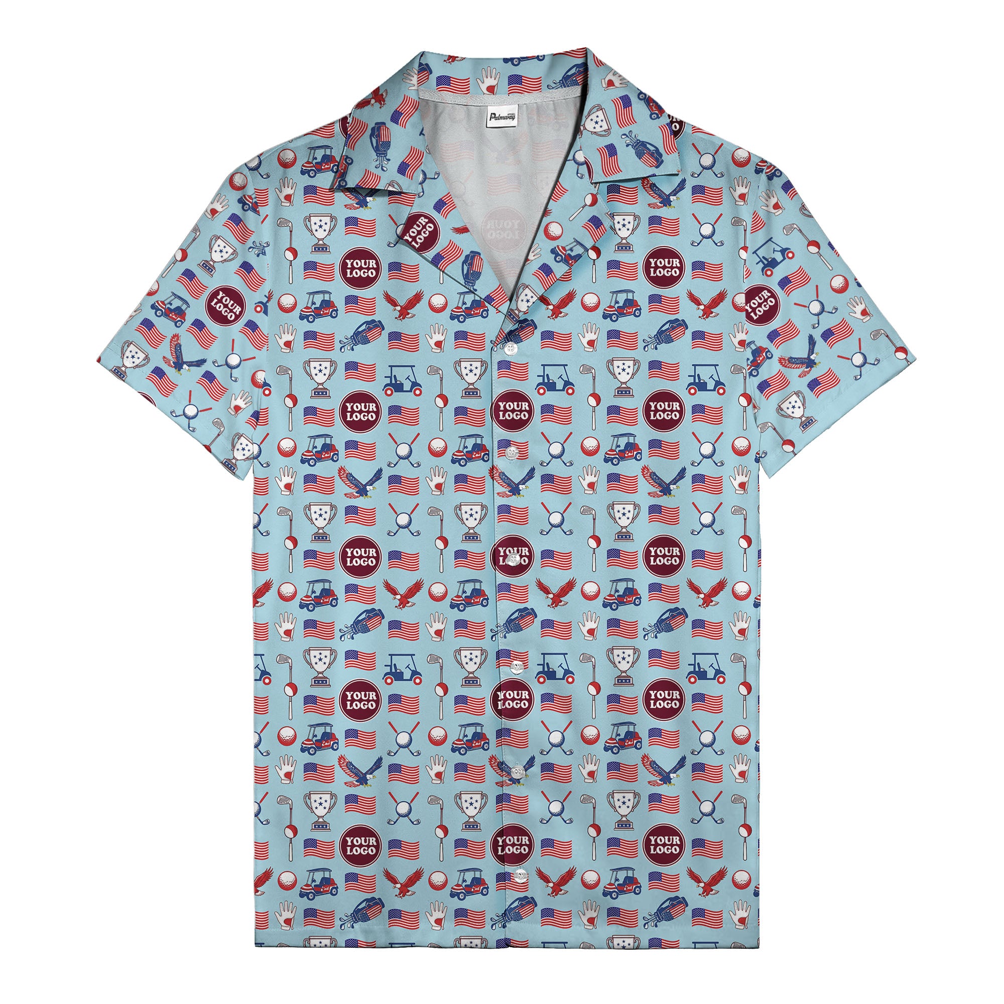 american flag eagle golf cart trophy hawaiian shirt for men