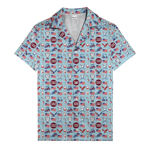 american flag eagle golf cart trophy hawaiian shirt for men