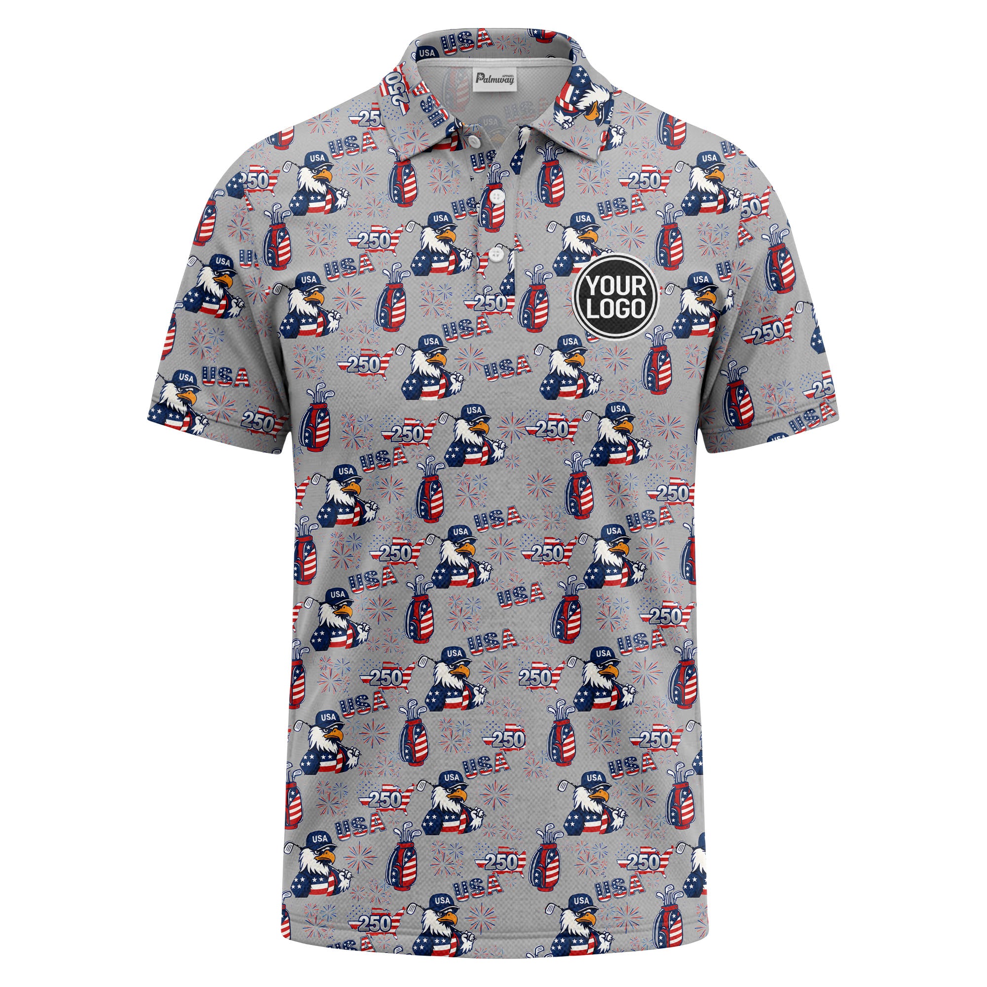 bald eagles golf bags fireworks patriotic polo shirt for men