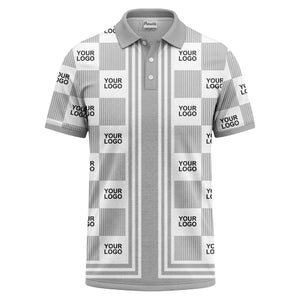 barcode graphic custom logo black white polo shirt for men