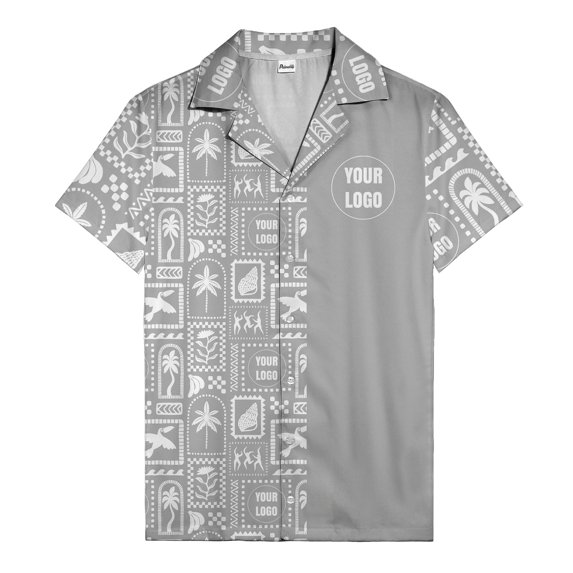 black palm trees & toucans graphic hawaiian shirt for men