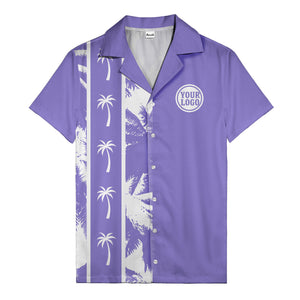 black white palm trees & vertical stripes graphic hawaiian shirt for men