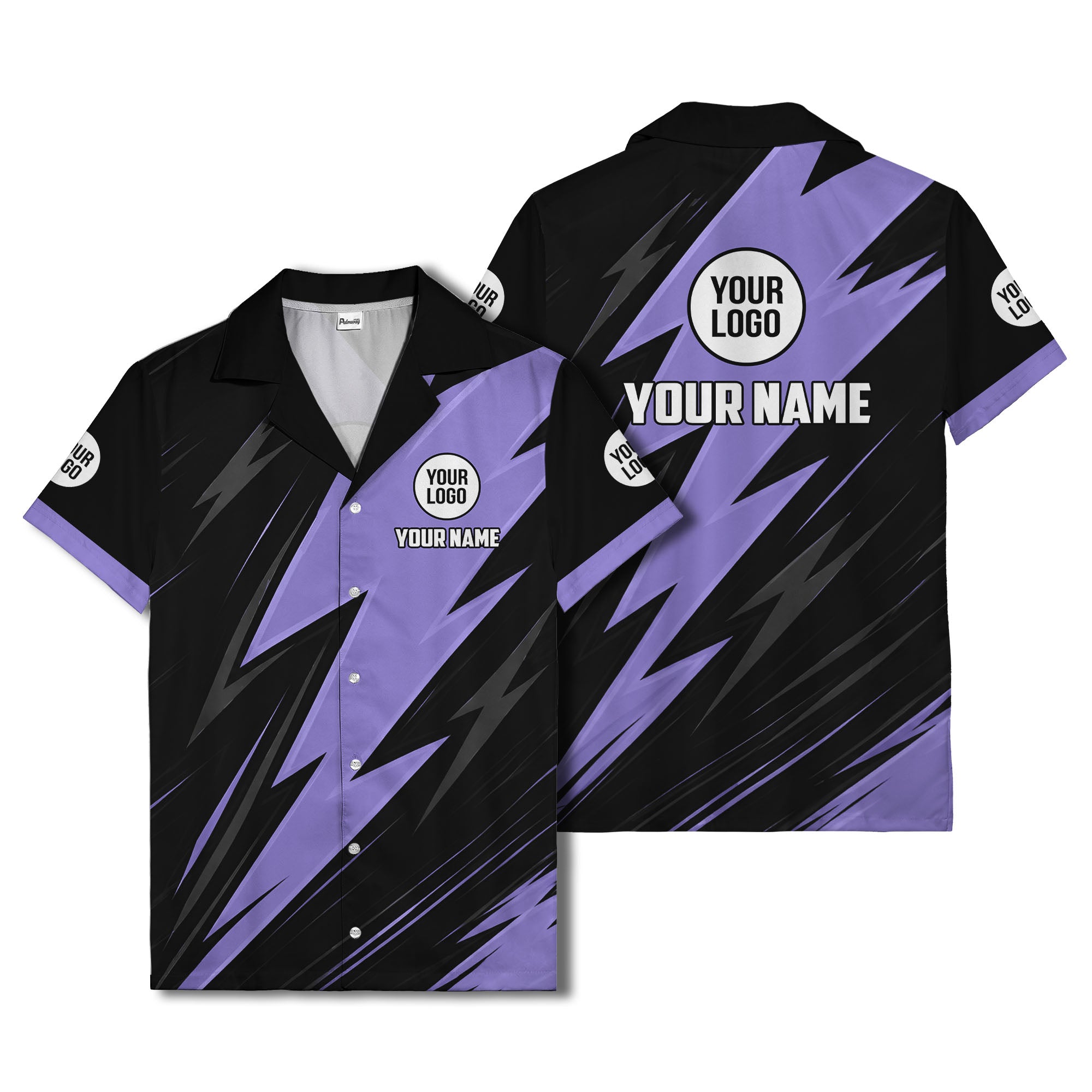 bold lightning bolt repeat pattern personalized hawaiian shirt for men
