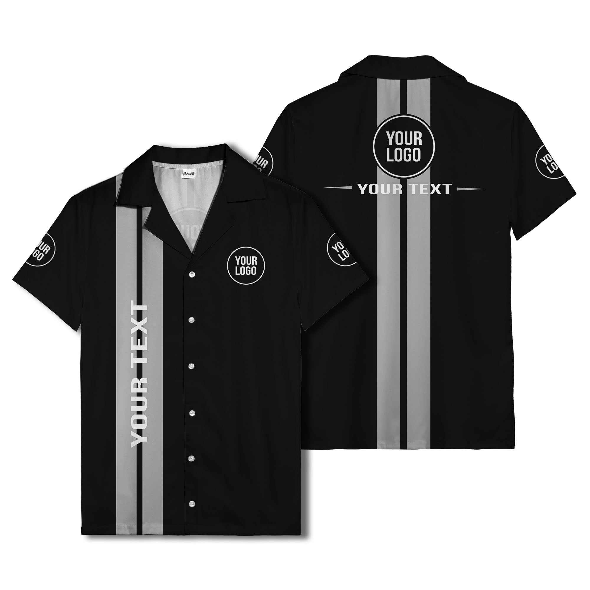 bold vertical stripe custom logo hawaiian shirt for men