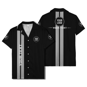 bold vertical stripe custom logo hawaiian shirt for men