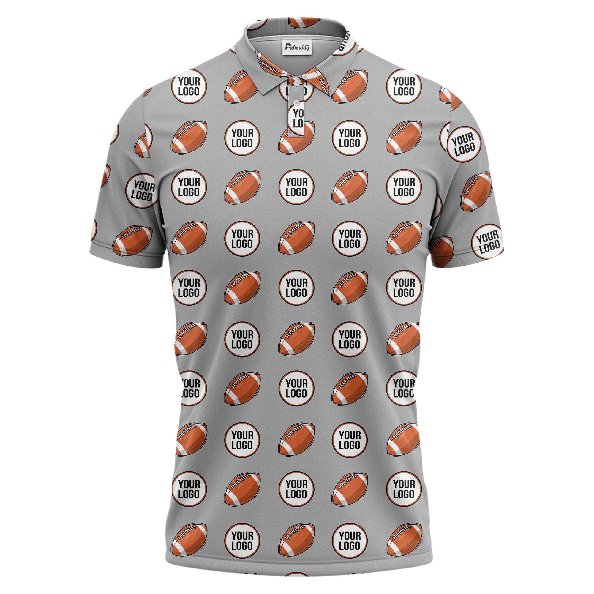 cartoon football logo circle repeat black sports polo shirt for men