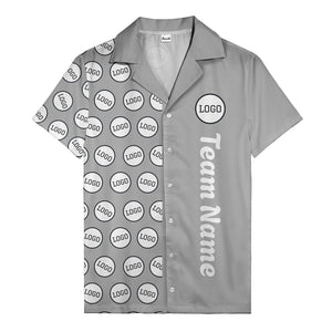 circle logo columns & team name text graphic black white hawaiian shirt