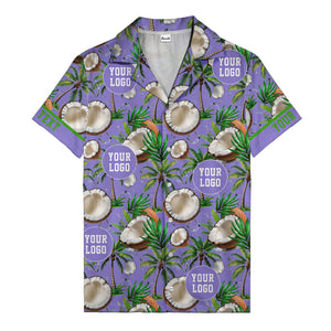 coconut palms & ice cubes on black beach photo hawaiian shirt for men
