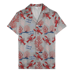 coral reef lobsters & watercolor logo repeat hawaiian shirt