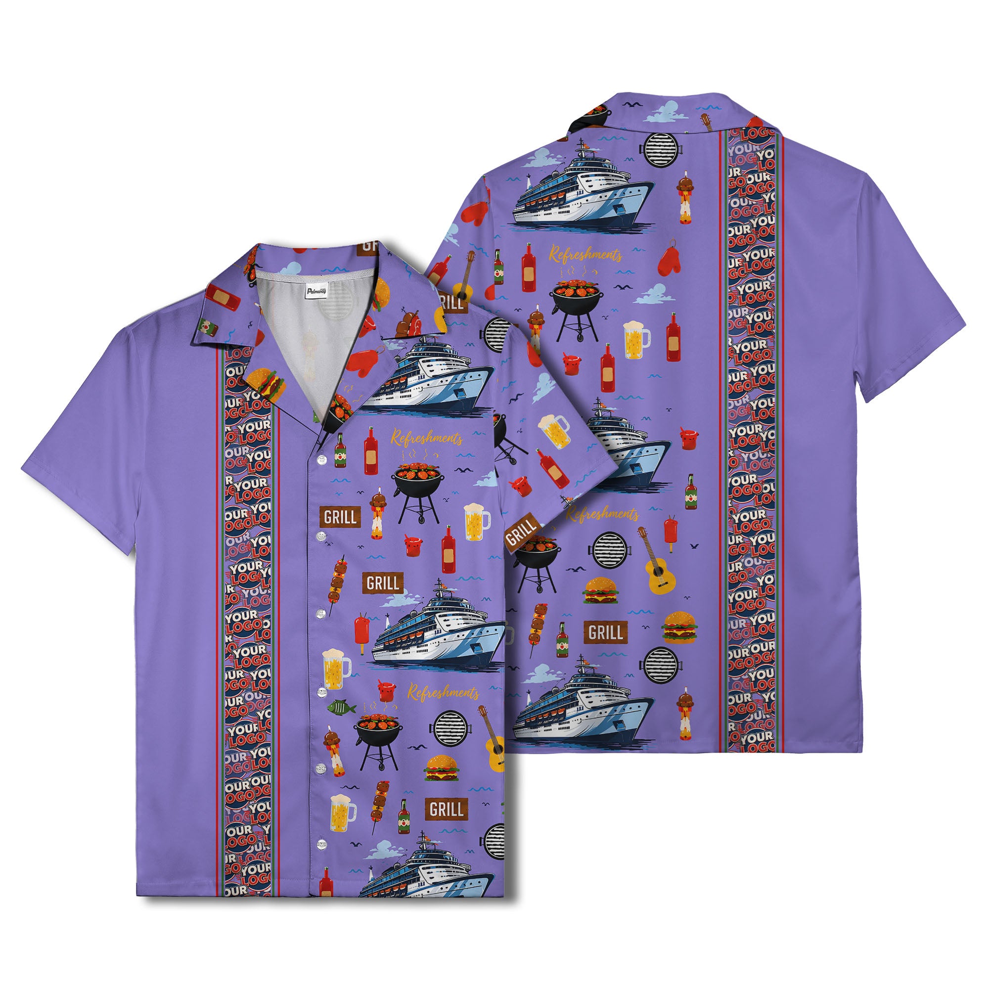 cruise ship grill & refreshments fun cartoon hawaiian shirt for men