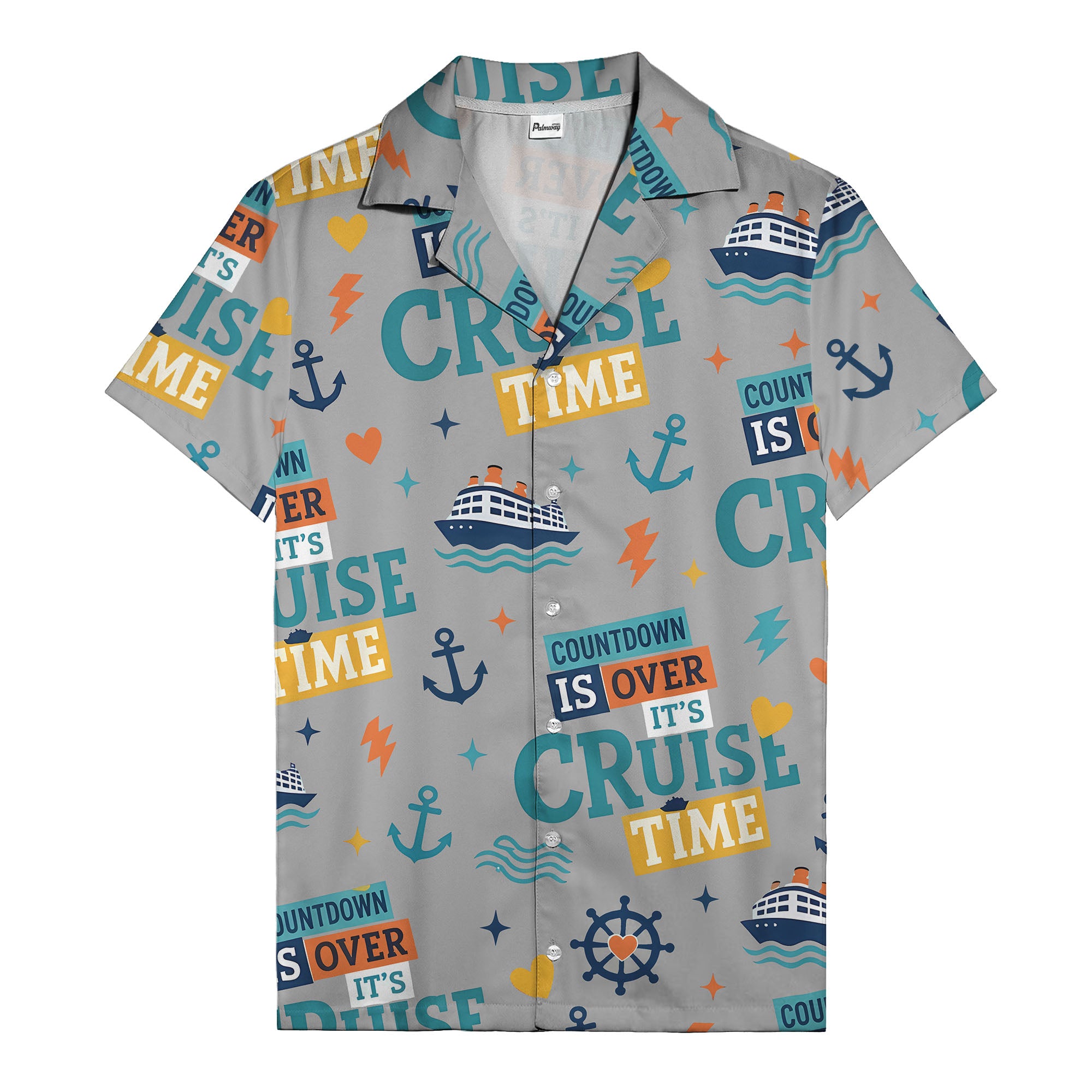 cruise ships & anchors cartoon fun hawaiian shirt for vacation