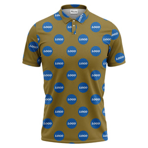 custom color logo polo shirt | bold branded repeating pattern