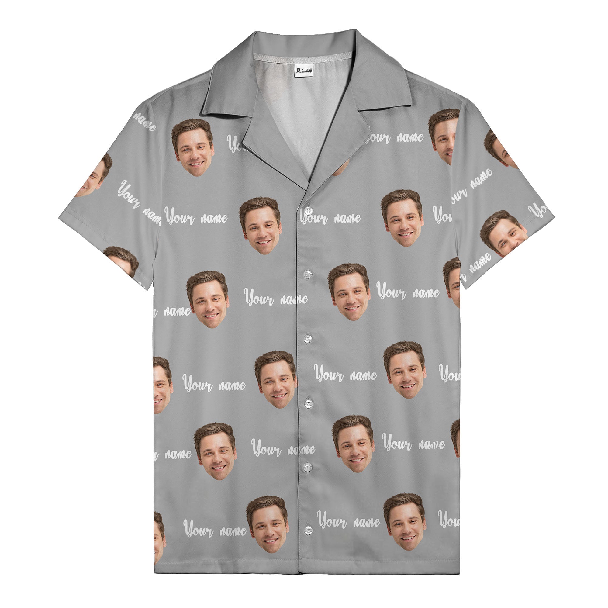 custom face portrait & personalized text repeat hawaiian shirt