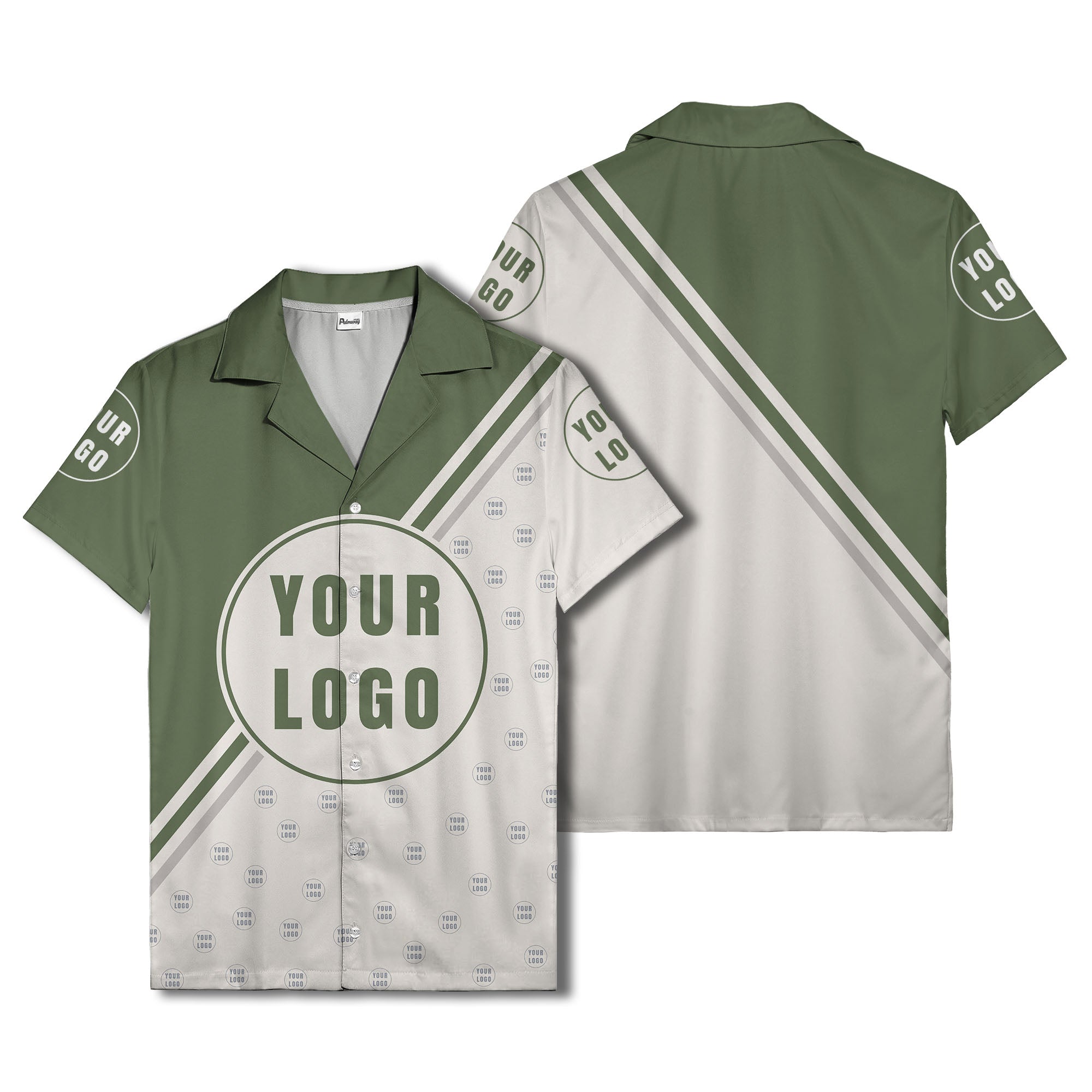 custom logo circles & diagonal stripes minimalist hawaiian shirt for men