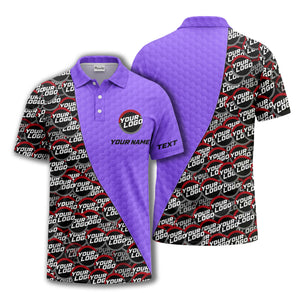 custom logo circles & hexagons grid polo shirt for men