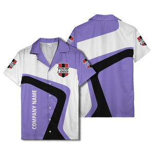 custom logo geometric stripe corporate hawaiian shirt for men