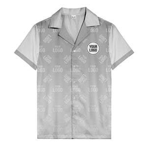 custom logo gradient fade black to white hawaiian shirt