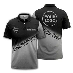 custom logo & name black white gradient corporate polo shirt