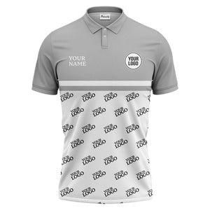 custom logos repeat monochrome black white corporate polo shirt