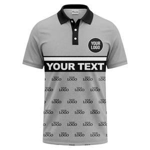 custom monogram logo repeat & text banner all over polo shirt