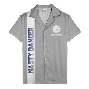 custom team logo striped black hawaiian shirt for spirit days