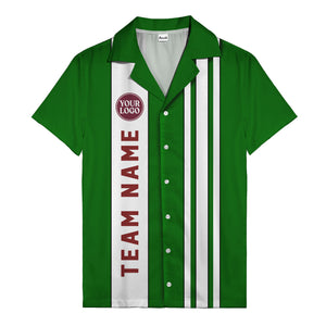 Custom Team Logo Striped Maroon Black White Hawaiian Shirt For Men