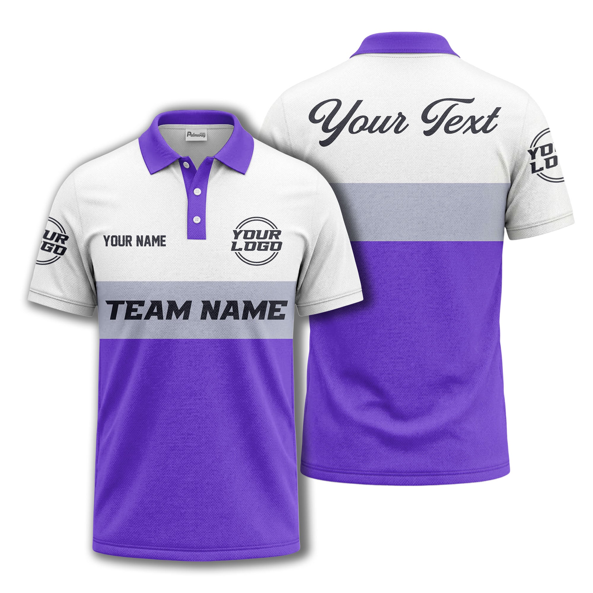 custom team name logo horizontal stripe polo shirt for men