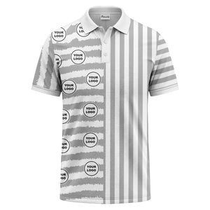 customizable black & white stripes with logo circles polo shirt