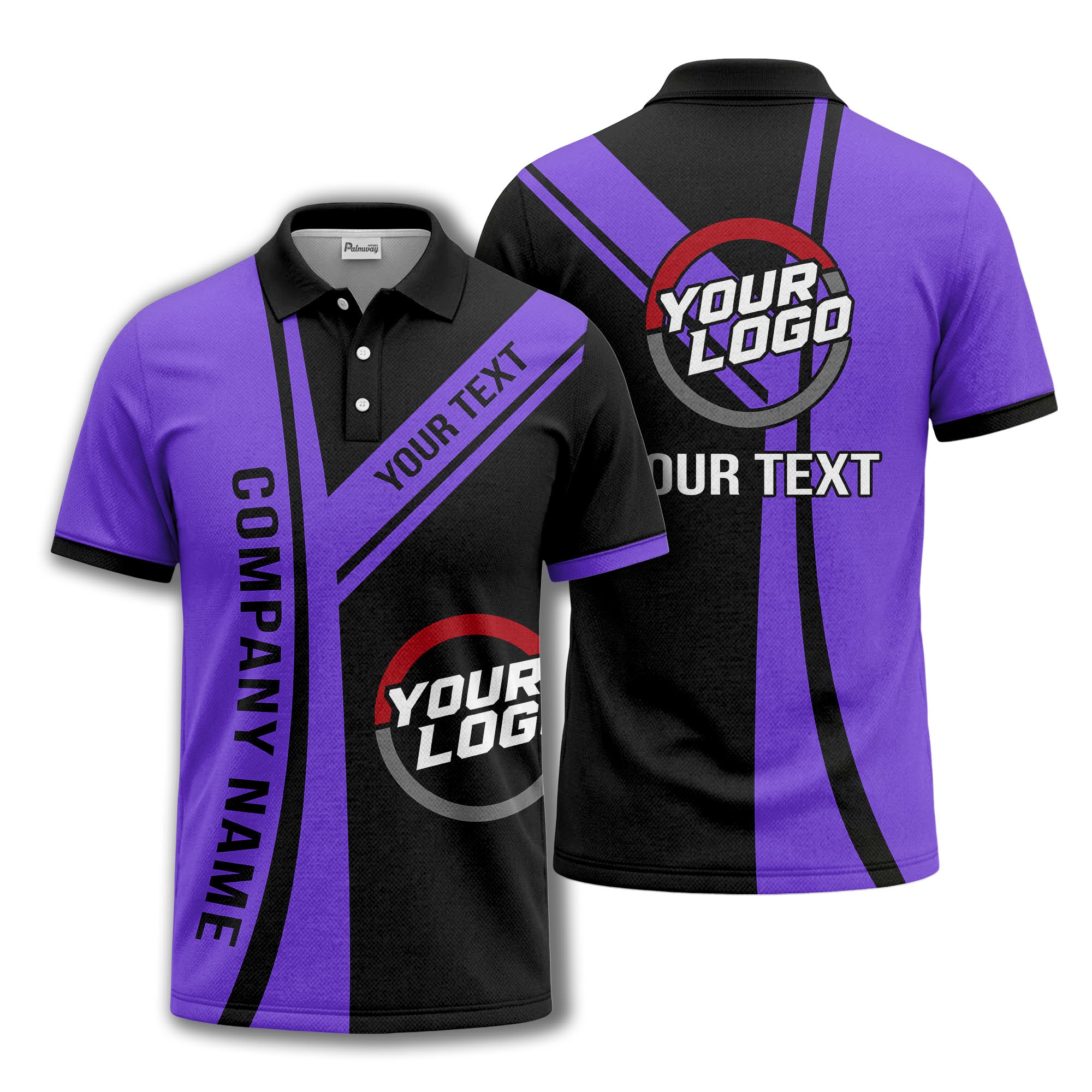 customizable company logo diagonal stripe polo shirt for corporate teams