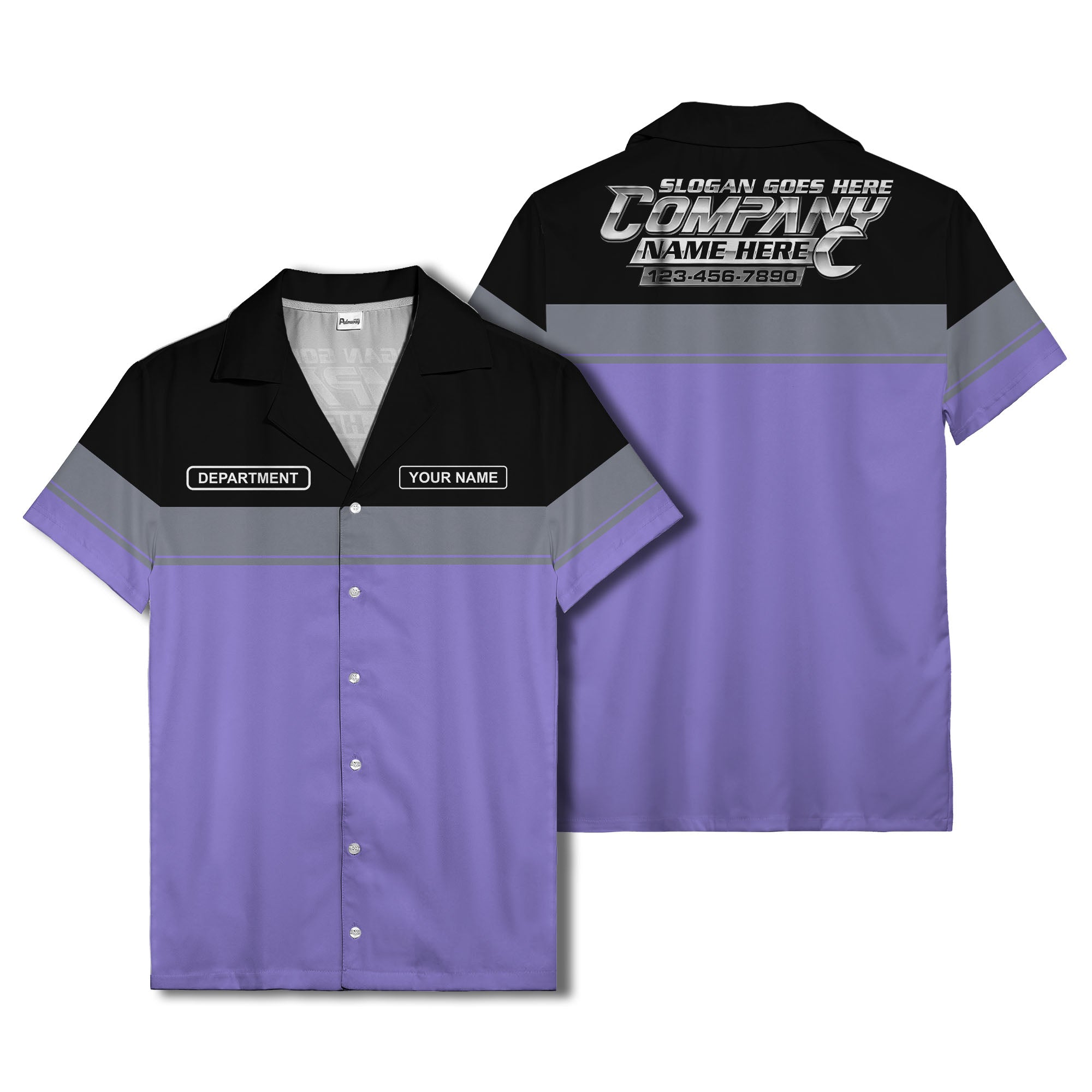 customizable department name gray stripe minimalist hawaiian shirt