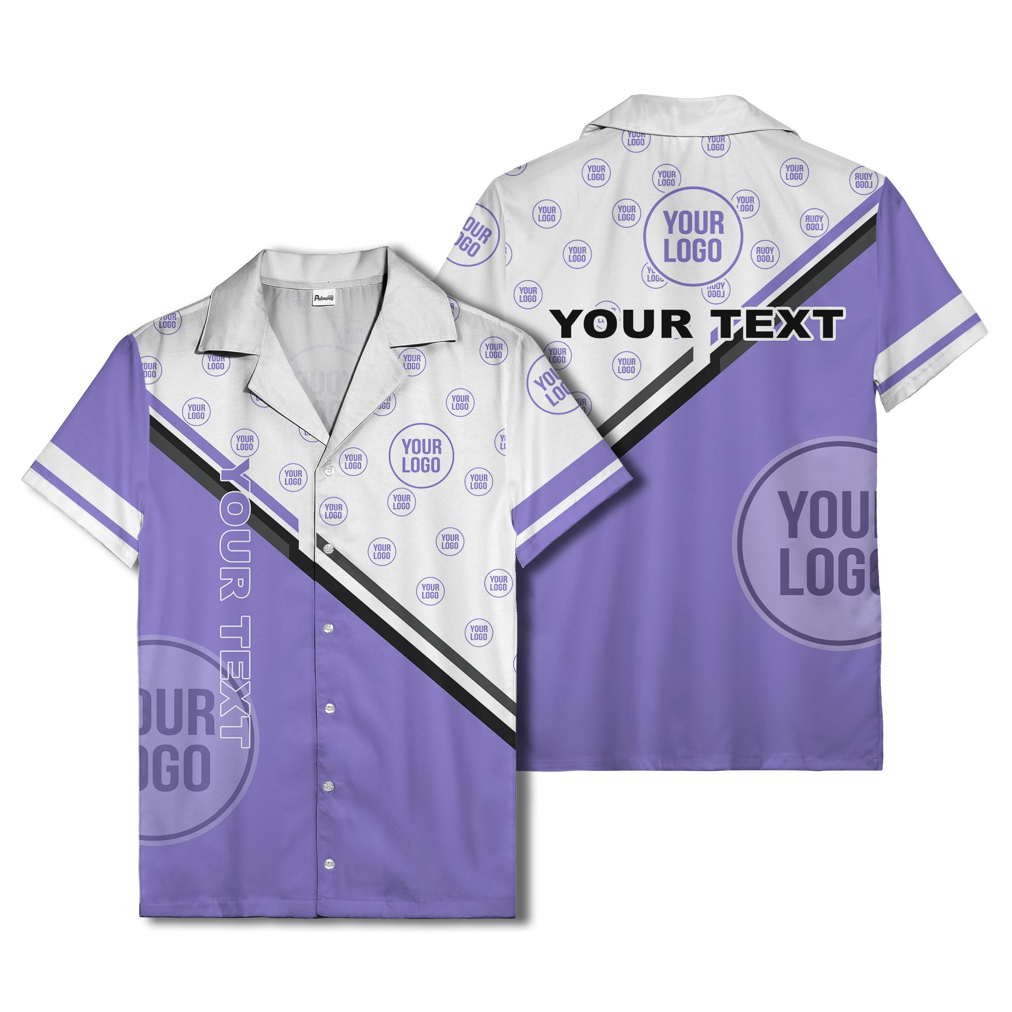 customizable diagonal stripe & logo repeating hawaiian shirt