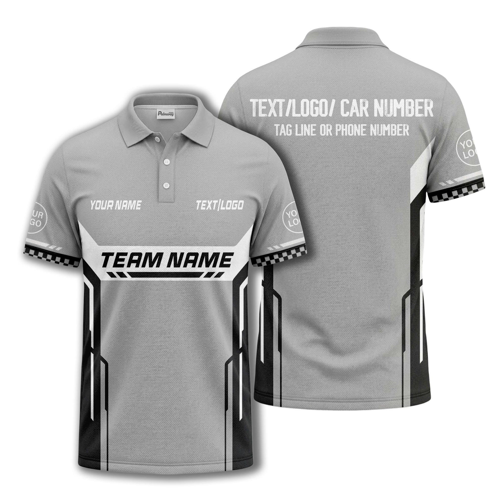 customizable team name geometric stripes polo shirt for men